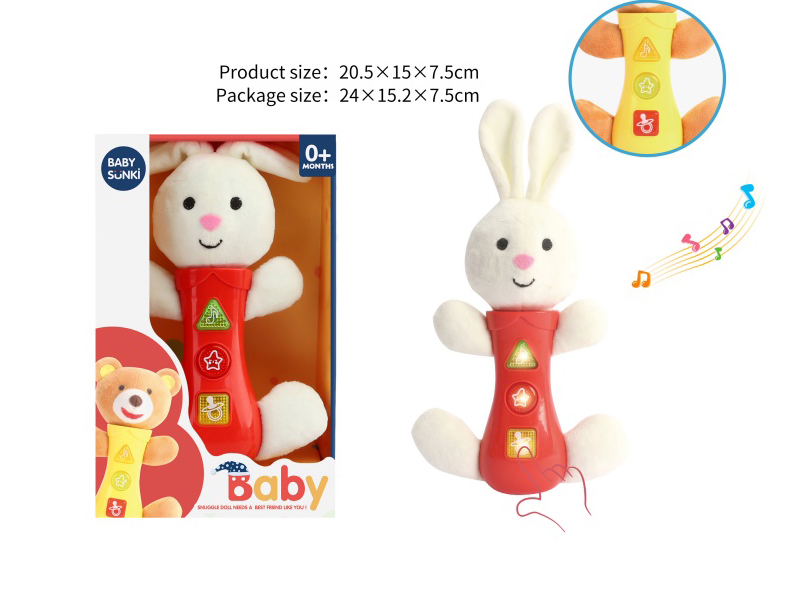Plush Rabbit Baby Rattle With Light And Music