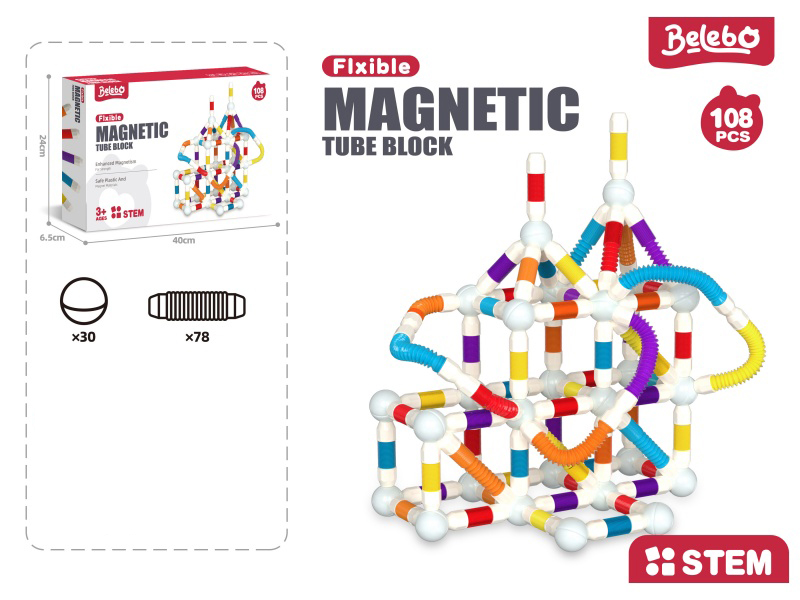 Children'S Educational Toy Telescopic Magnetic Bar (108Pcs)