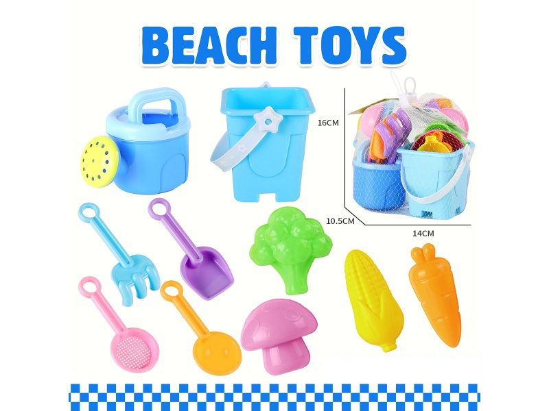 Castle Bucket Shower Sand Spade Tools Fruit And Vegetable Mold Set Of 10