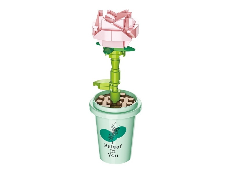 Milk Tea Cup Rose Building Blocks
