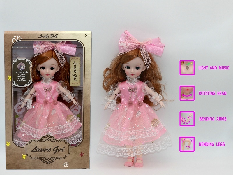 12-Inch 3D Simulation Eye 15-Joint Real-Life Music And Light Barbie Doll