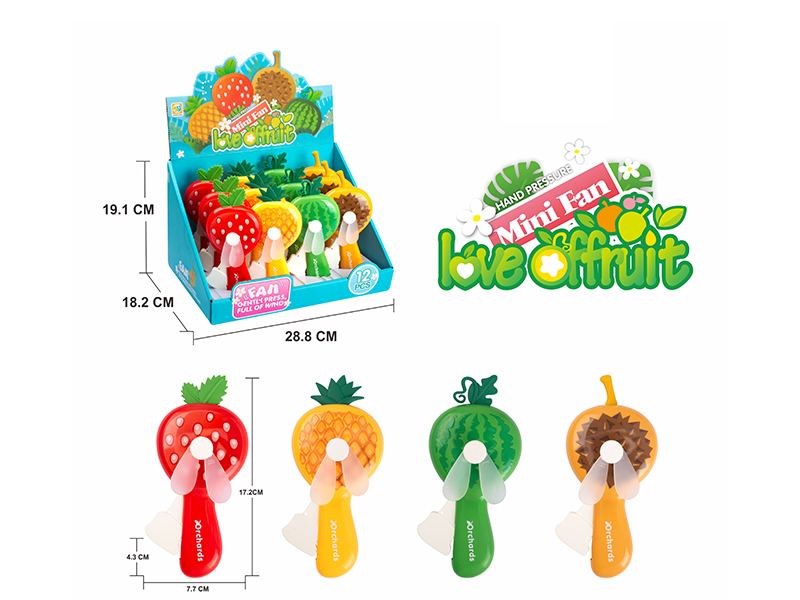 Fruit Hand Pressure Fan 12pcs