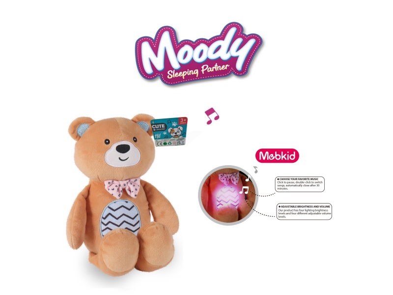 Smart Baby Plush Soothing Night Light (Teddy Bear) Plush Animal 3.7V/300Mah Lithium Battery (Fully Charged), Tepy-C Interface, 5V-1A