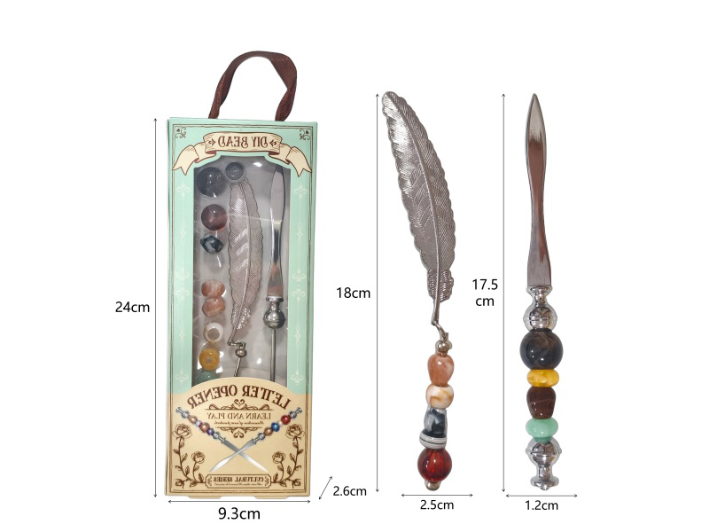 Diy Letter Opener Feather Bookmark Beaded Gift Box (2 Sets)