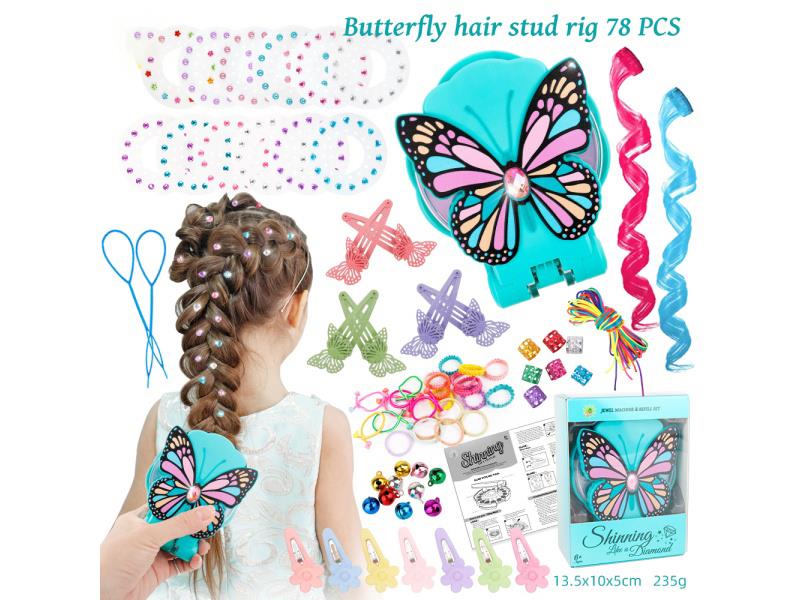 78Pcs Hair Water Green Butterfly Nail Drill