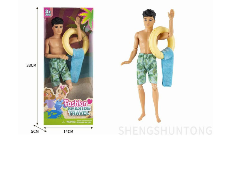 12-Inch Real 11-Joint Male Doll Ken With A Lifebuoy And Towel