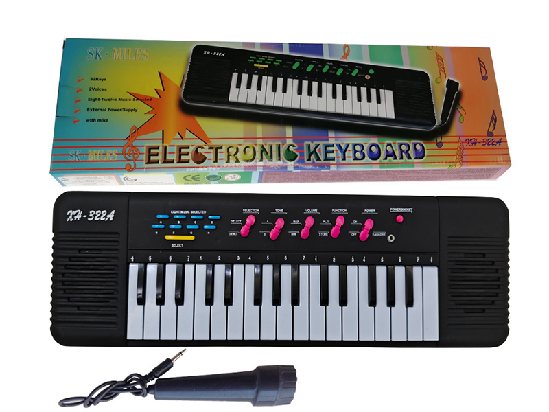32 Keys Electronic Organ(Black, With Microphone)
