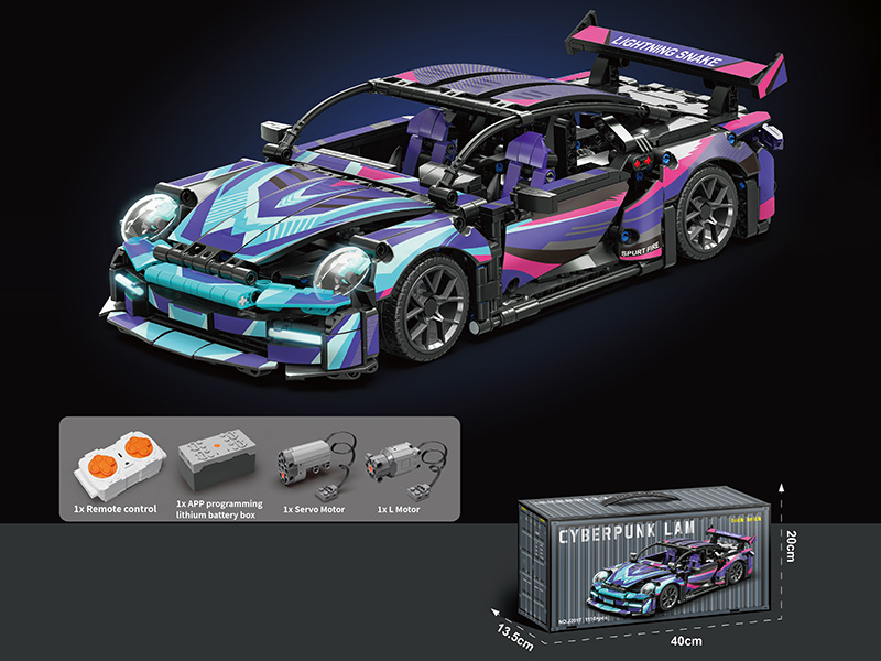 1:14 Cyberpunk 911 Car Model Building Blocks(Lithium Battery, Remote Control)1116pcs