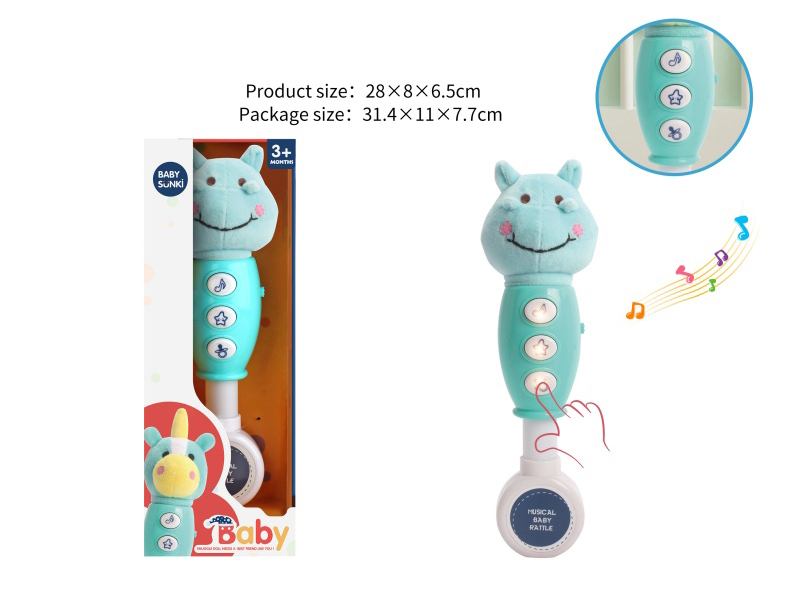 30CM Plush Hippo Baby Rattle With Light And Music