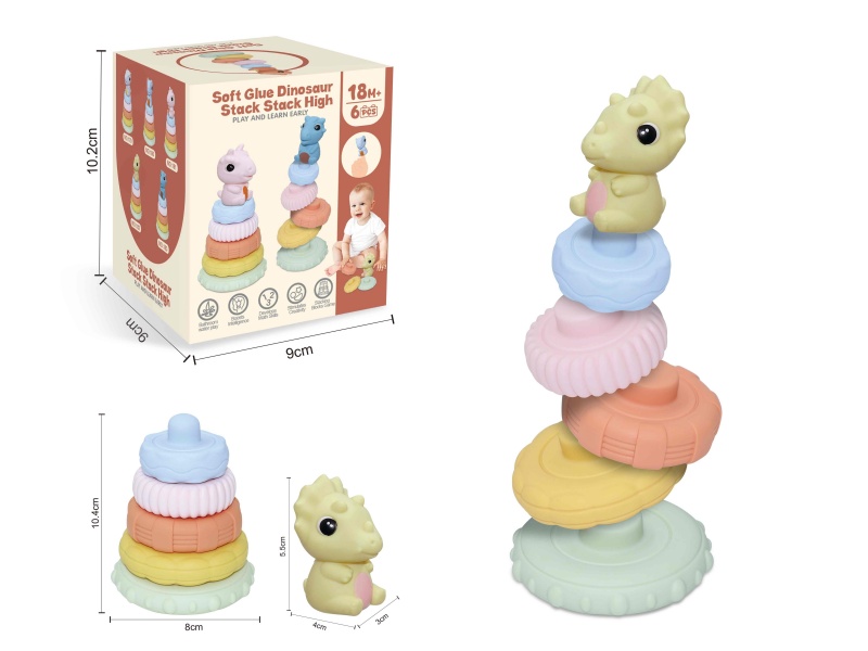 Soft Plastic Dinosaur Stacking Toy 6pcs