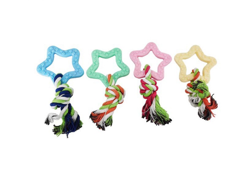 A Pet Toy With A Bright Five-Pointed Star Knot