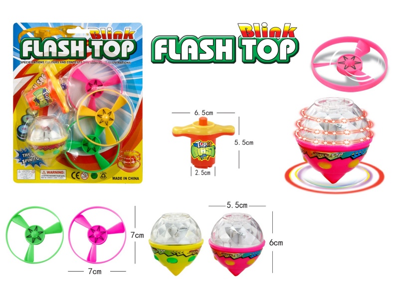 Windup Top Toy With Light Plus Spin Combination