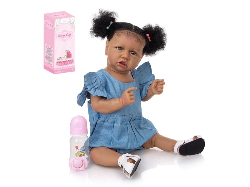 58Cm Reborn Soft Rubber High-Fidelity Baby Doll (Ordinary Pp Car Hair) With Baby Bottle, Magnetic Pacifier, Diaper, Birth Card, Shoes