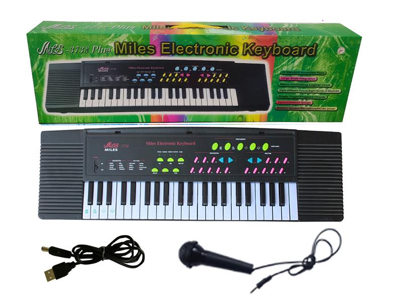 44 Keys Single Speaker Electronic Organ(Black, With USB, Microphone)