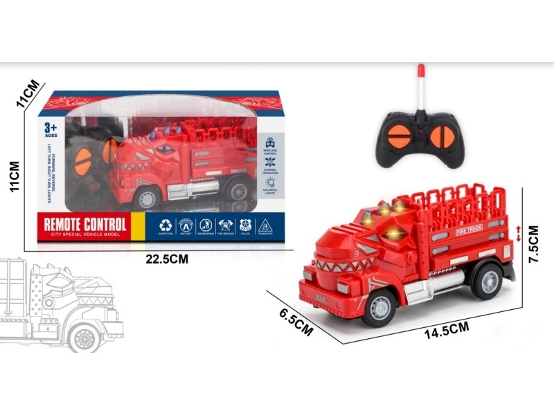 Four-Channel Tyrannosaurus Rex Remote-Controlled Lifting Fire Engine