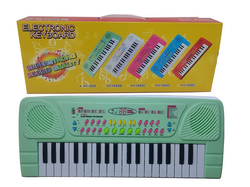 37 Keys Single Speaker Electronic Organ(Green, With Microphone)