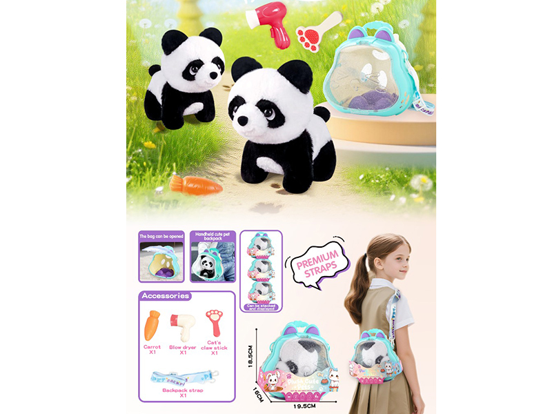 Electric Plush Panda 3-In-1 Crossbody Bag Set