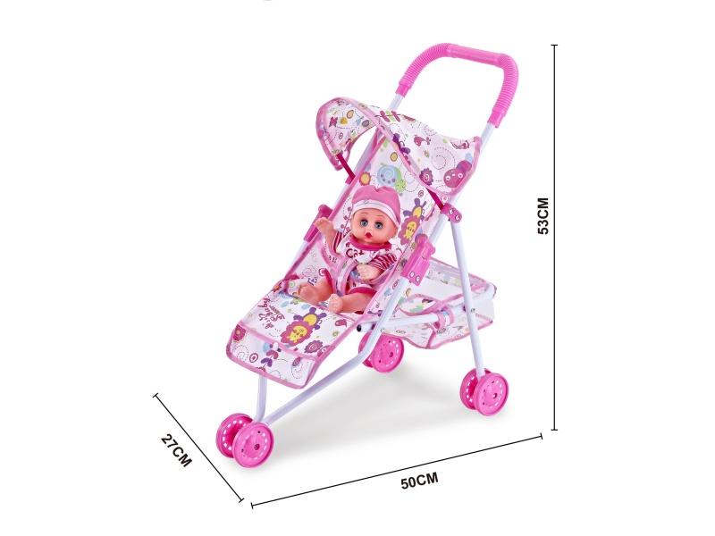 An Iron Trolley With A 10-Inch Boy'S Music Figurine