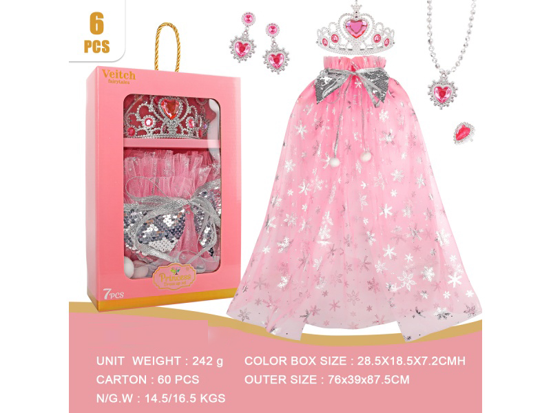 Crown Pink Snowflake Cape Set 6Pcs