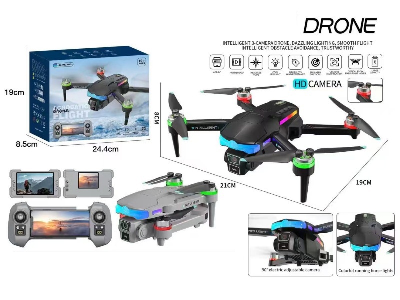 2.4G Remote Control  Brushless Mini Drone (4-Sided Obstacle Avoidance), Electrically Adjustable Dual Cameras With Optical Flow(480p)