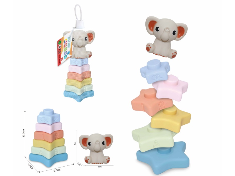 Soft Plastic Animal Star Stacking Toy(Elephant) 7pcs