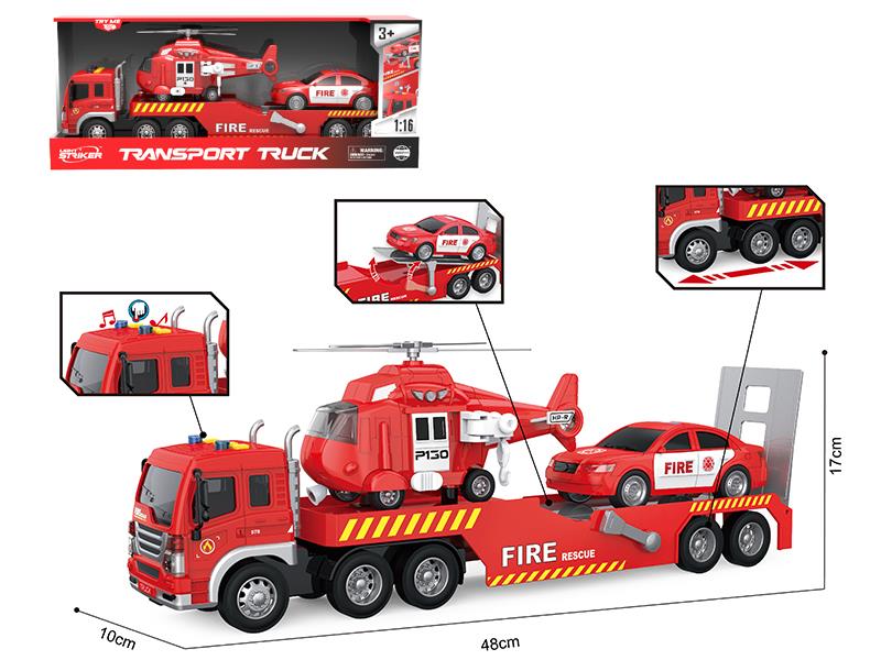 1:16 Friction Transport Truck(4 Buttons, With Sound And Lights)