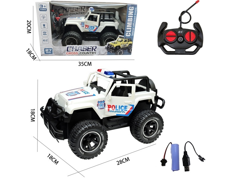 1:14 Four-Way Door, Police Light, Wrangler Off-Road Remote Control Car (Manual Door Opening, Front Lights, Battery Included)