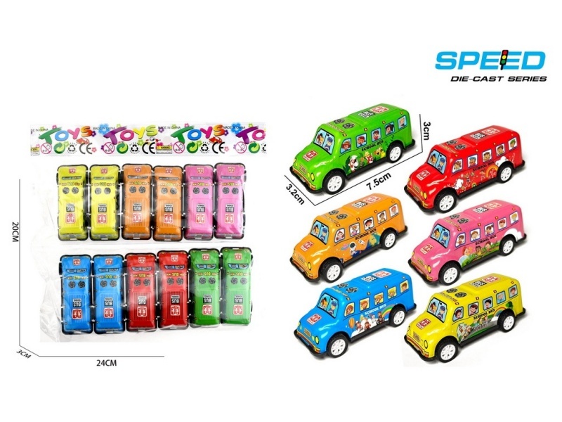 Pull Back Iron School Bus 12pcs