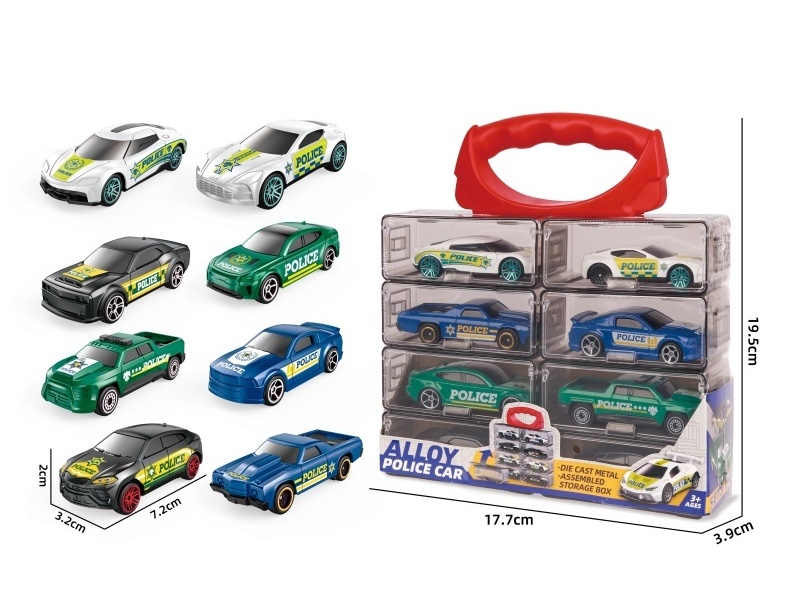 1:64 Sliding Alloy Police Car (8 Pieces)