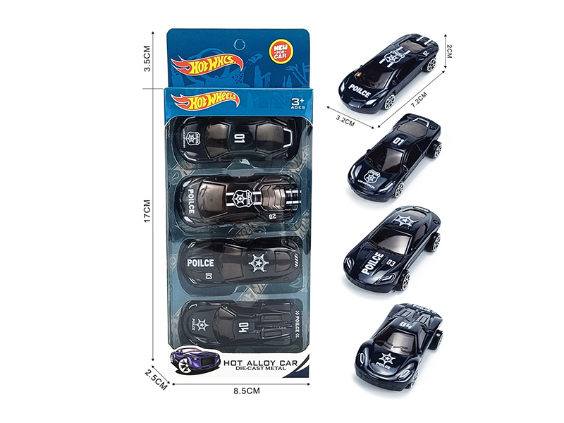Slide Alloy Police Cars 4pcs