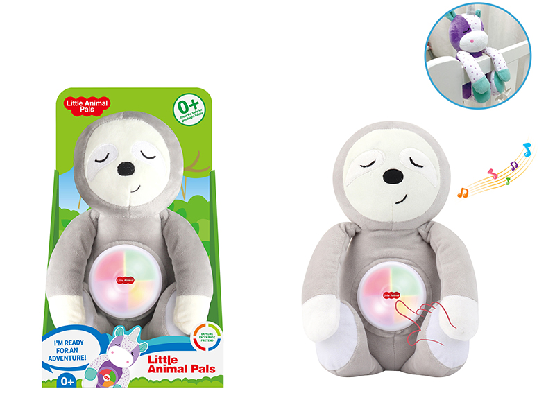 Soft Plush Tree Sloth Baby Crib Hanging Toy With Sound And Light