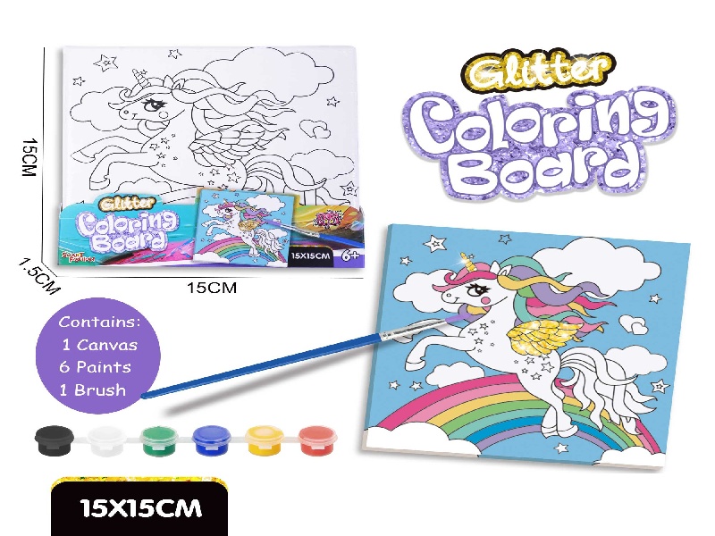 Diy Coloring Board Set - Unicorn (15X15Cm)