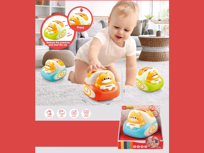 Baby, Infant And Toddler Press-Type Cartoon Van, Baby Intelligence Enlightenment Toy, Smart Capture Toy For Developing Baby Brainpower, Press To Run, Parent-Child Interaction (Three-Color Mixed Packag