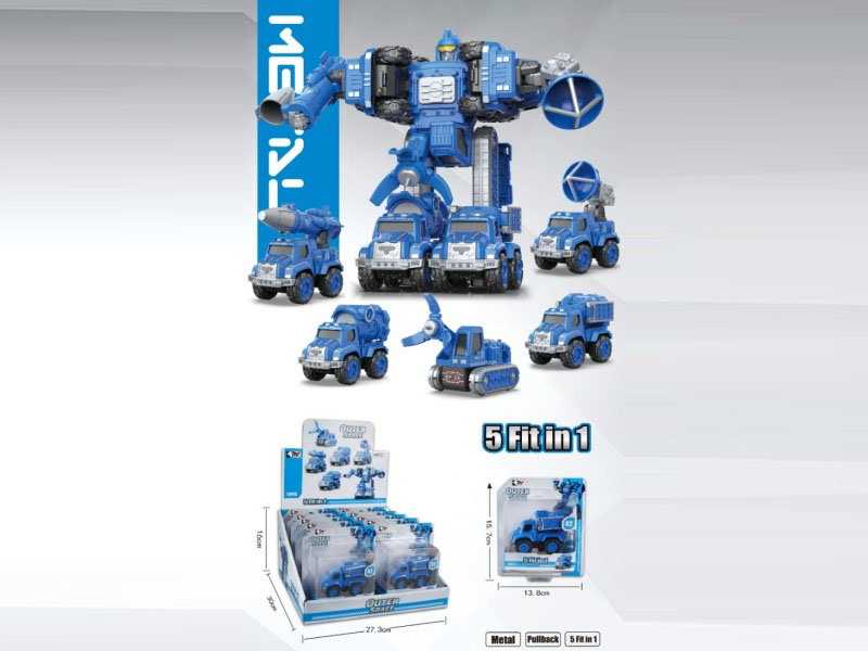 Alloy Space Warrior Alloy Space Rebound Car Five-In-One Alloy Robot (10Pcs)