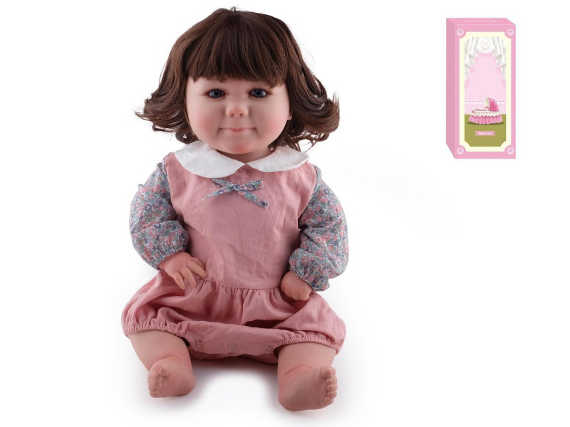 60cm Soft Plastic Reborn Doll(Wig Sheath)With Feeding-Bottle, Magnetic Pacifier, Diaper, Birth Card