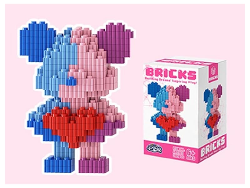 Love Heart Blue Pink Bear Building Blocks  391Pcs