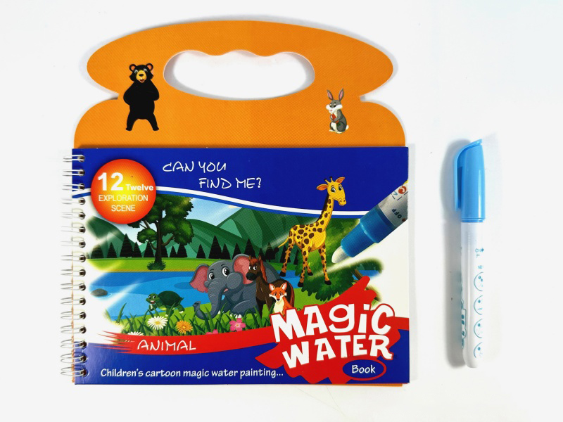 Magic And Amazing Hand-Held Water-Colored Watercolor Book - Animal World (With Pen)