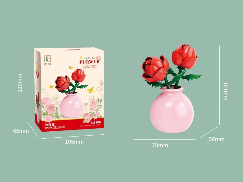 Building Blocks: 64 Pcs Of Rose (Flower Arrangement)