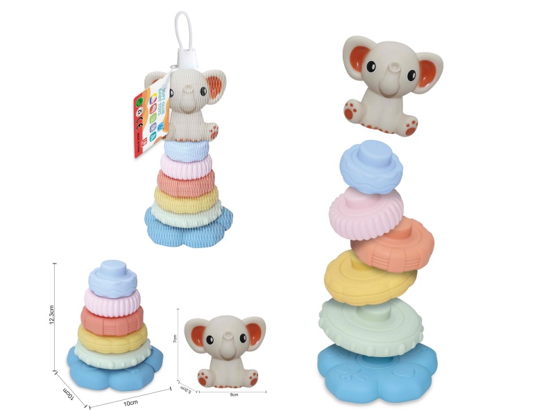 Soft Plastic Animal Stacking Toy(Elephant) 7pcs