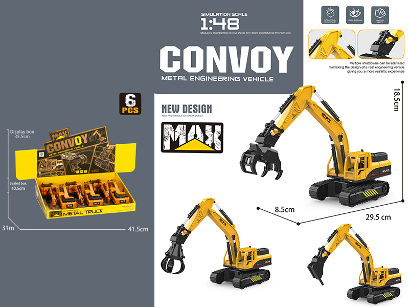 6PCS Simulation Friction Engineering Vehicle