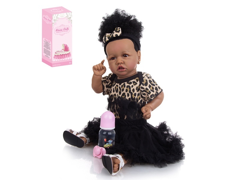58Cm Reborn Soft Rubber High-Fidelity Baby Doll (Ordinary Pp Car Hair) With Baby Bottle, Magnetic Pacifier, Diaper, Birth Card, Shoes