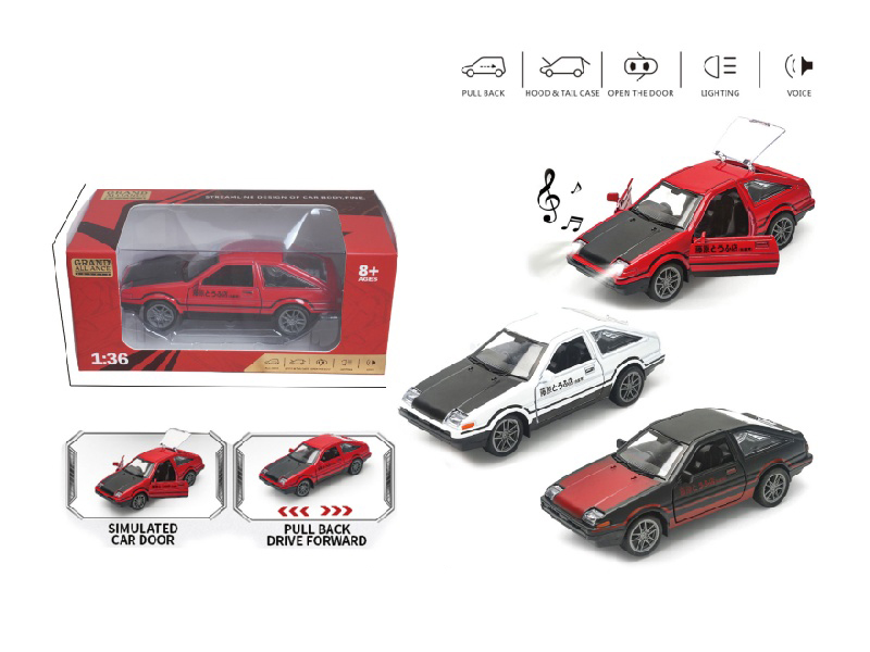 1:36 Huili Alloy Car Model - Toyota Ae86 With Mixed Colors Of Light And Music