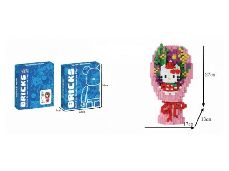 Kitty Pink Bouquet Building Blocks 2421Pcs