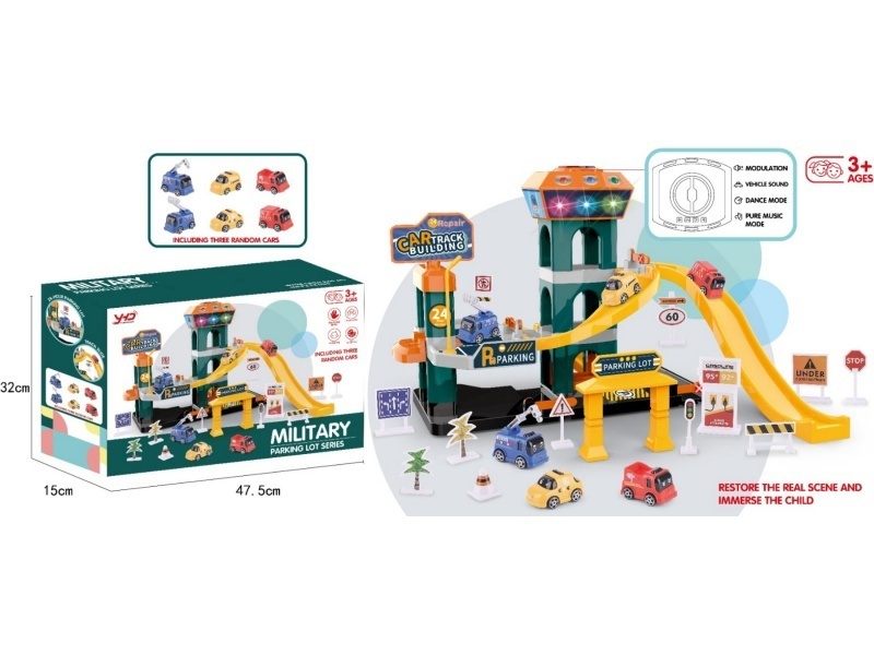 Military-Themed Series Three-Story Electric Lift Track Parking Lot Lighting And Music