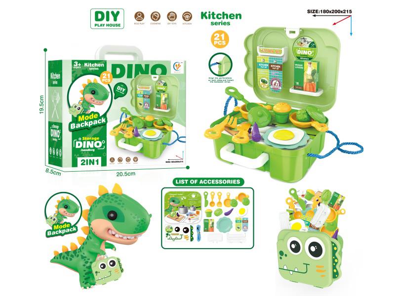 Dinosaur Backpack Kitchenware House Play Set