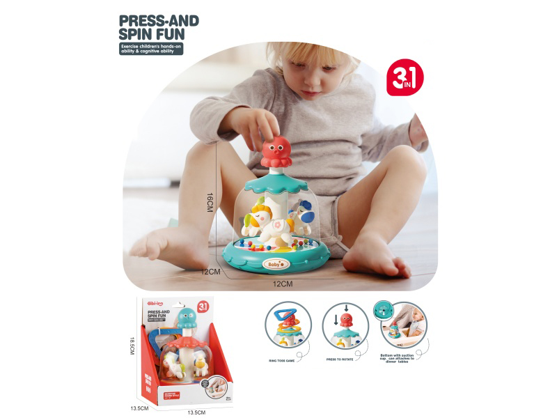 Two-Color Mixed Set Of Press Spin Wheel (Wooden Horse Style)