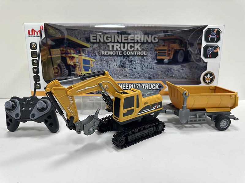1:22 2.4G 6CH R/C Plastic Crawler-Type Drilling Truck With Lights, Tipping Trailer (Included  Batteries)