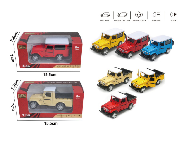 1:36 Rebound Alloy Car Model - Retro Pickup Toyota