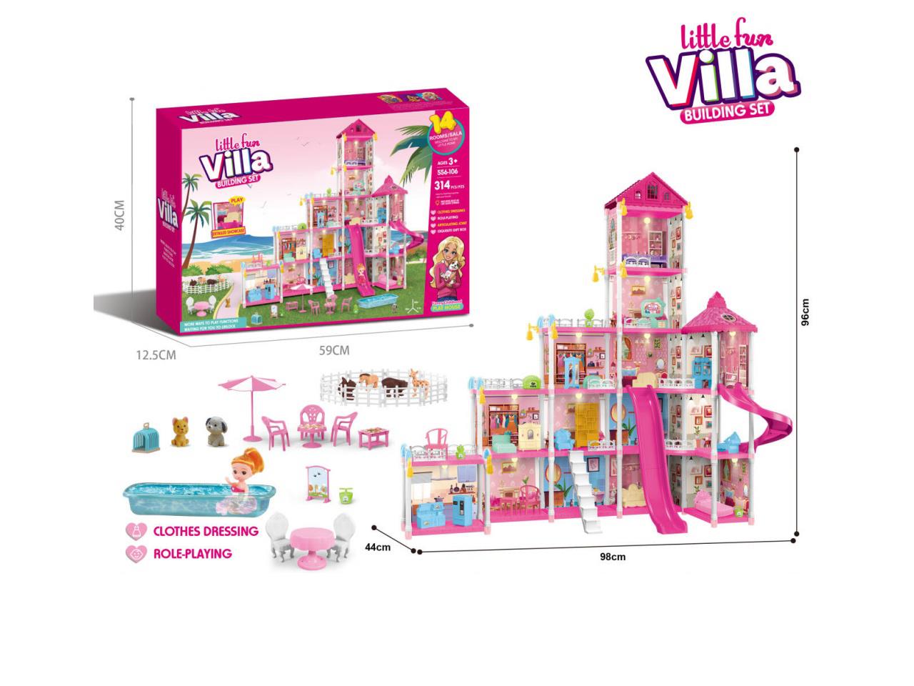 Diy Assembled Castle Doll Villa 314 Pieces With Lights (Injection Molding Model)
