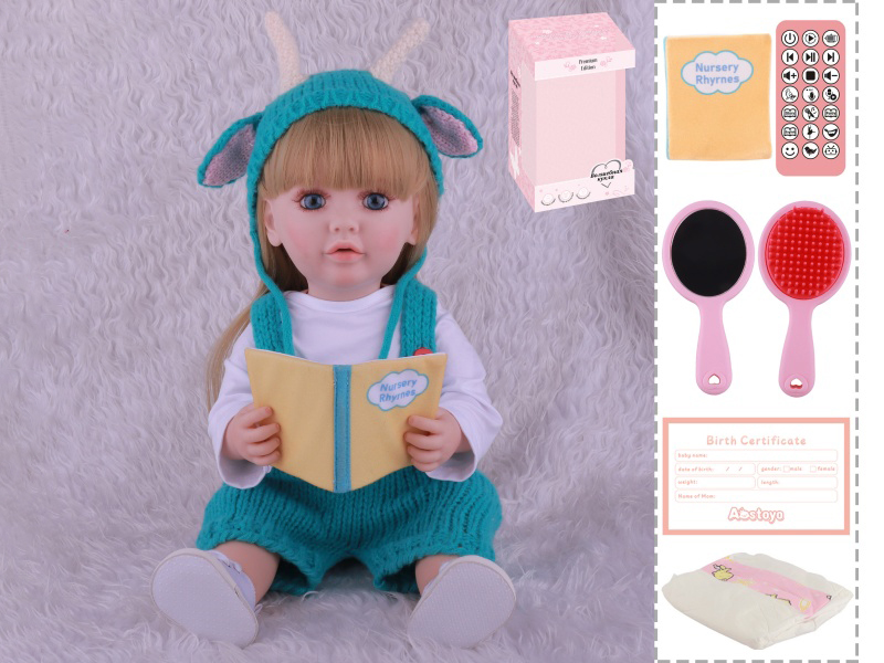 22-Inch Bionic Smart Rebirth Doll, Capable Of Bionic Shaking Of The Head, Raising Of The Hand, Mouth Movement To Speak, Intelligent Dialogue, Recording, Imitating The Tongue, Oral Skills, Dance Music